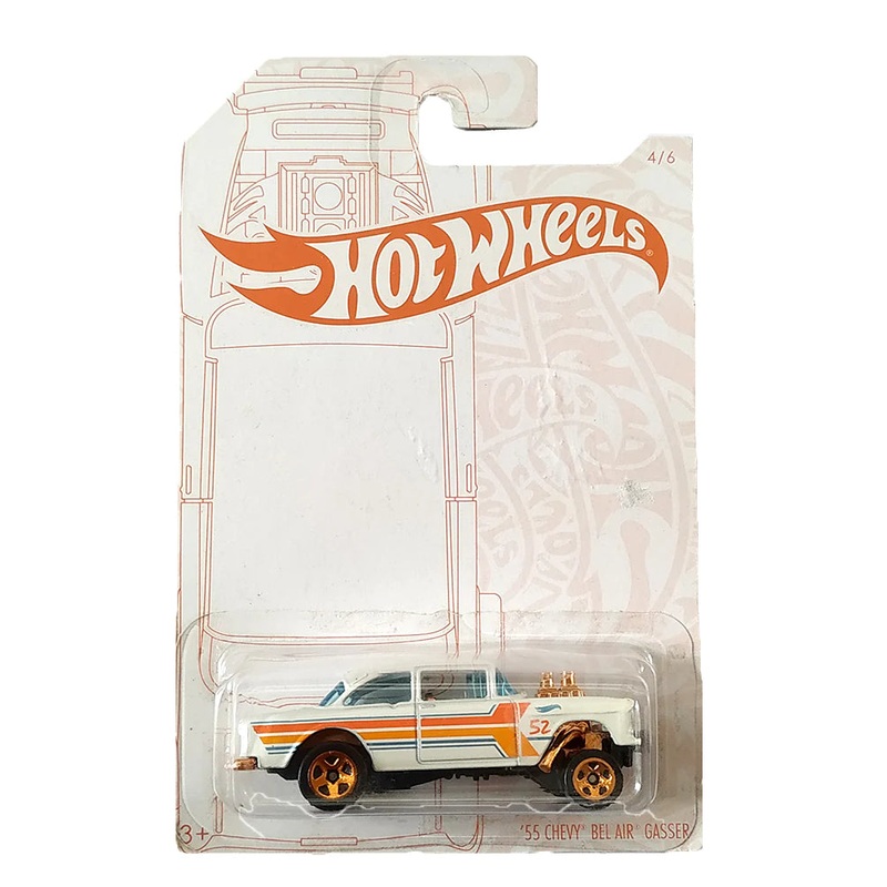 PRE OWNED Hot Wheels '55 Chevy Bel Air Gasser - White / Orange - 2019 Card