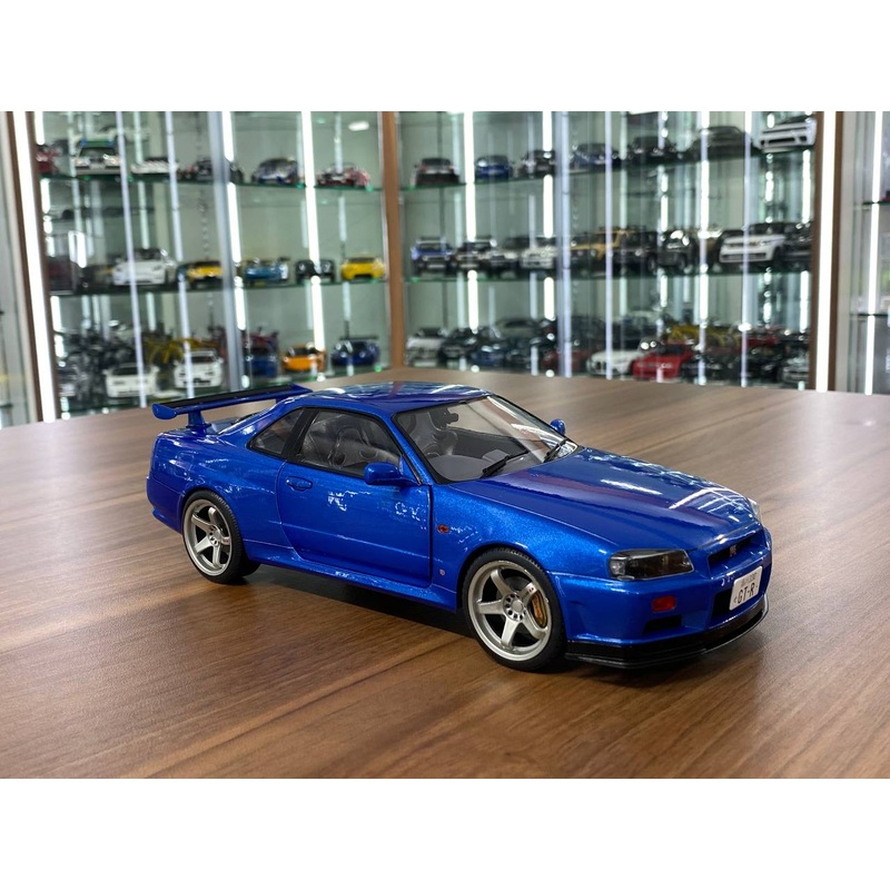 1/18 Diecast Nissan Skyline GT-R R34 Blue by Solido Scale Model Car