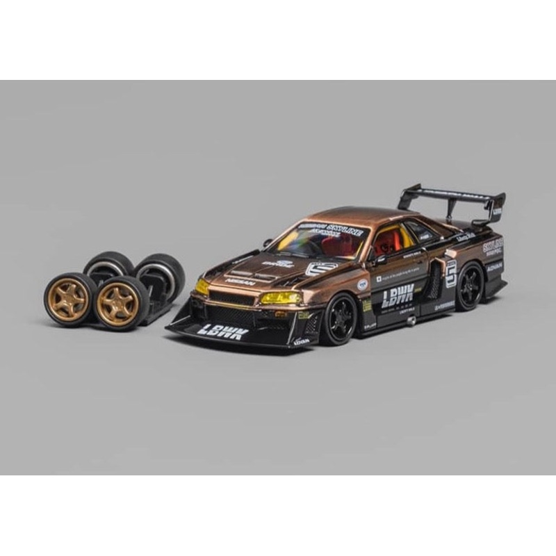 CM Model 1/64 Nissan LBWK Skyline GT-R R34, Super Silhouette ER34 Bronze