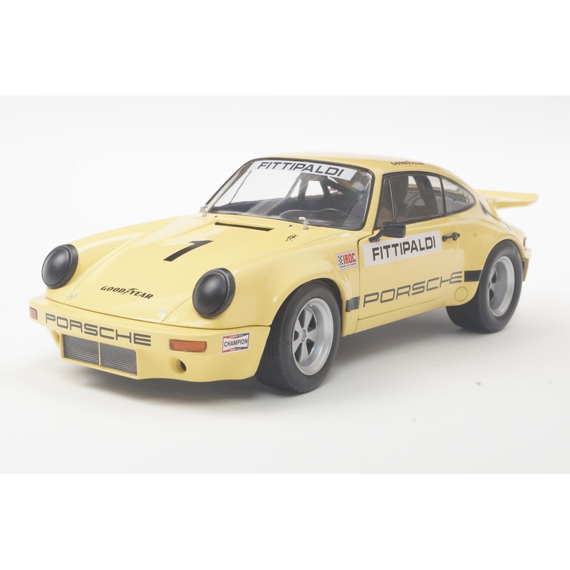 Solido 1973 Porsche 911 Carrera RSR 3.0 IROC Riverside No 1 Fittipaldi Yellow 1:18