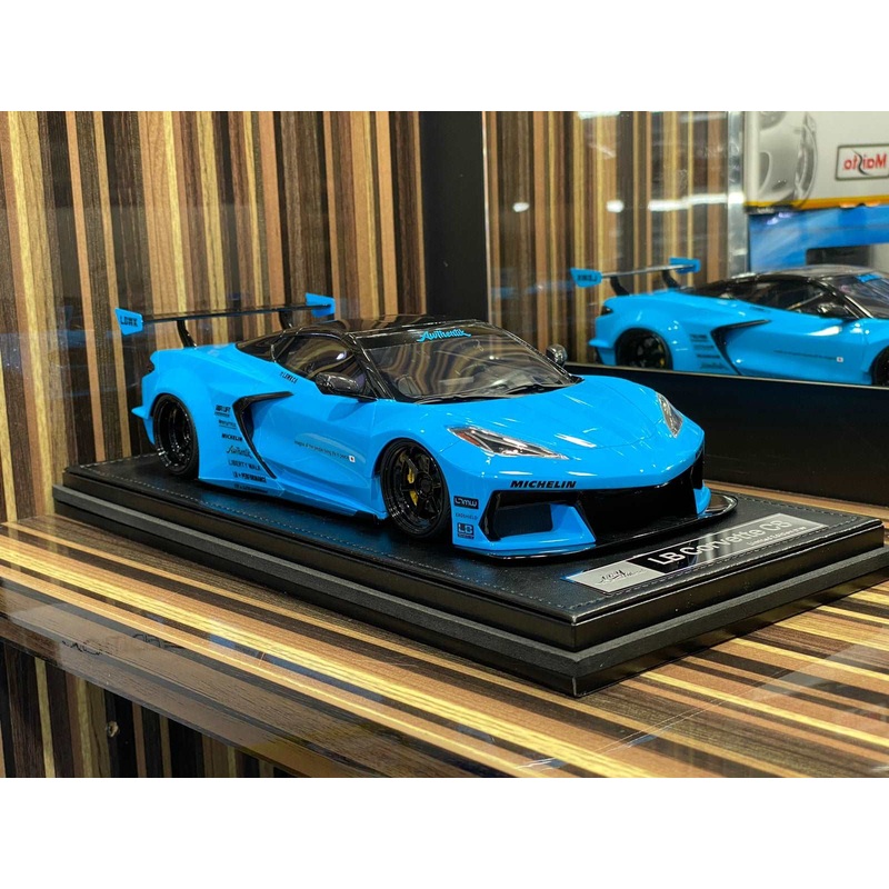 1/18 Diecast Chevrolet Corvette C8 Liberty Walk Widebody Blue IVY Models