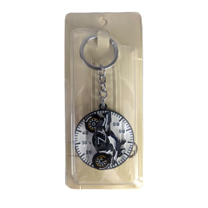 Bike Black & White Spinning Born Free 66 West Coast Keychain