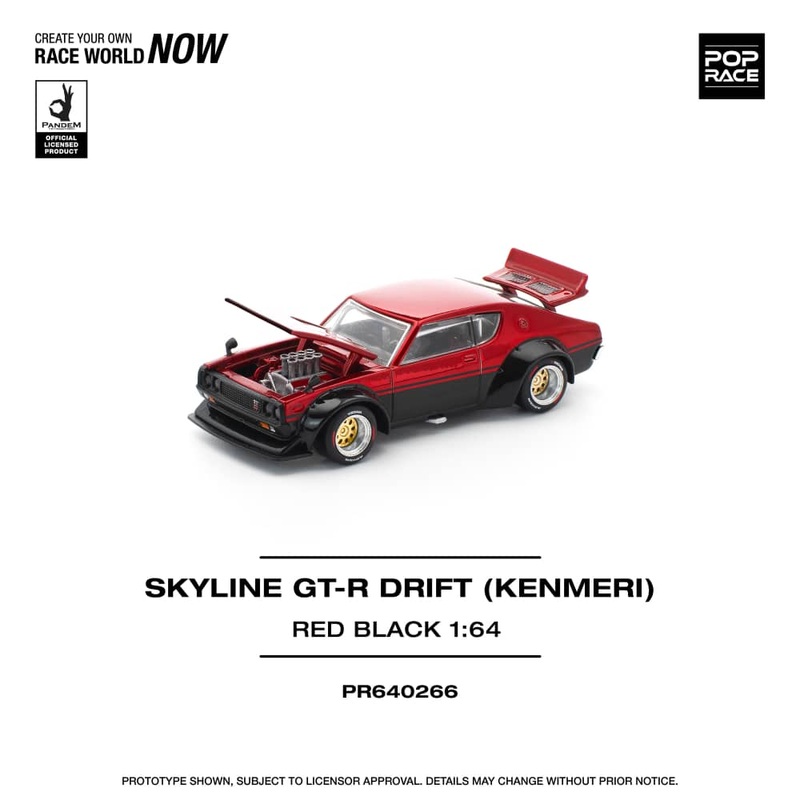 [ETA:  Jan 2026 ] Pop Race 1/64 Skyline GT-R KPGC10 Kenmeri V8 Drift Modified Red-Black