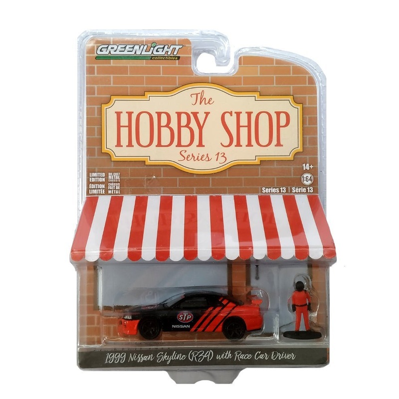 Greenlight The Hobby Shop Series 13 Nissan Skyline (R34) With Race Car Driver