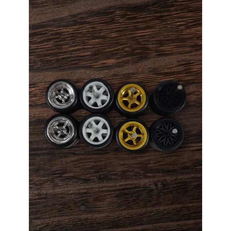 Rubber tires wheels (set 4) 1:64w-6