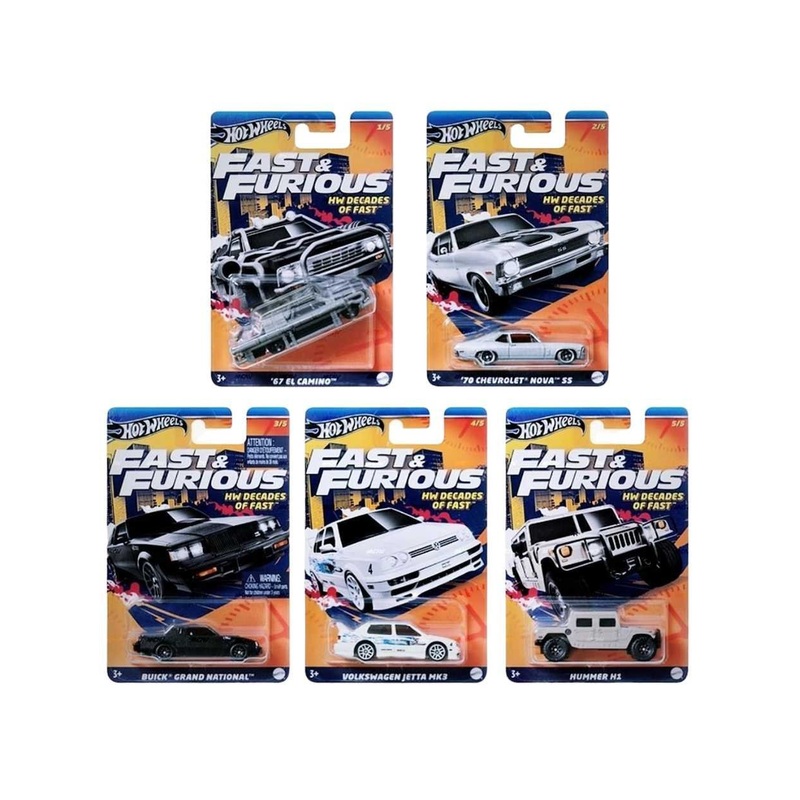 EXCLUSIVE Hotwheels Fast & Furious Set of 5 Hw Decades of Fast