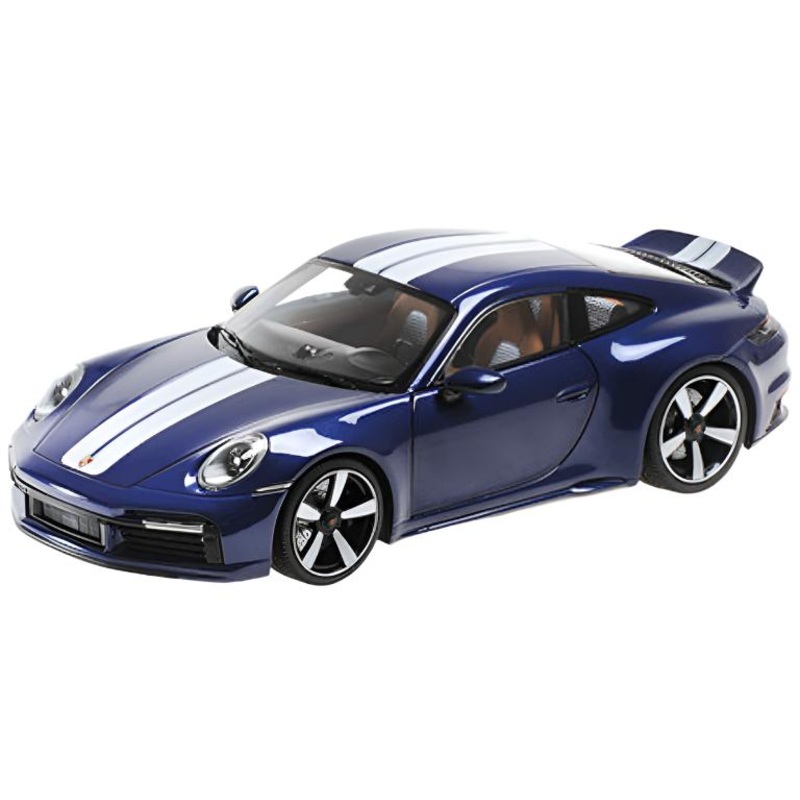 Minichamps 2022 Porsche 911 992 Sport Classic Gentian Blue w/ White Stripes, Houndstooth Interior 1:18