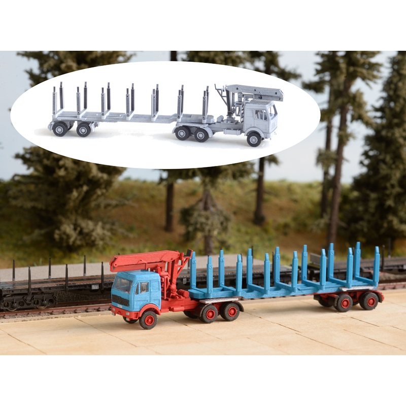Truck Mercedes timber transporter with trailer