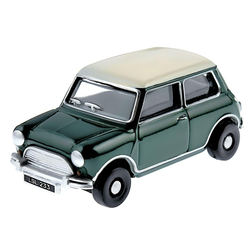 Almond Green/Old English White Austin Mini - 1:76 Scale