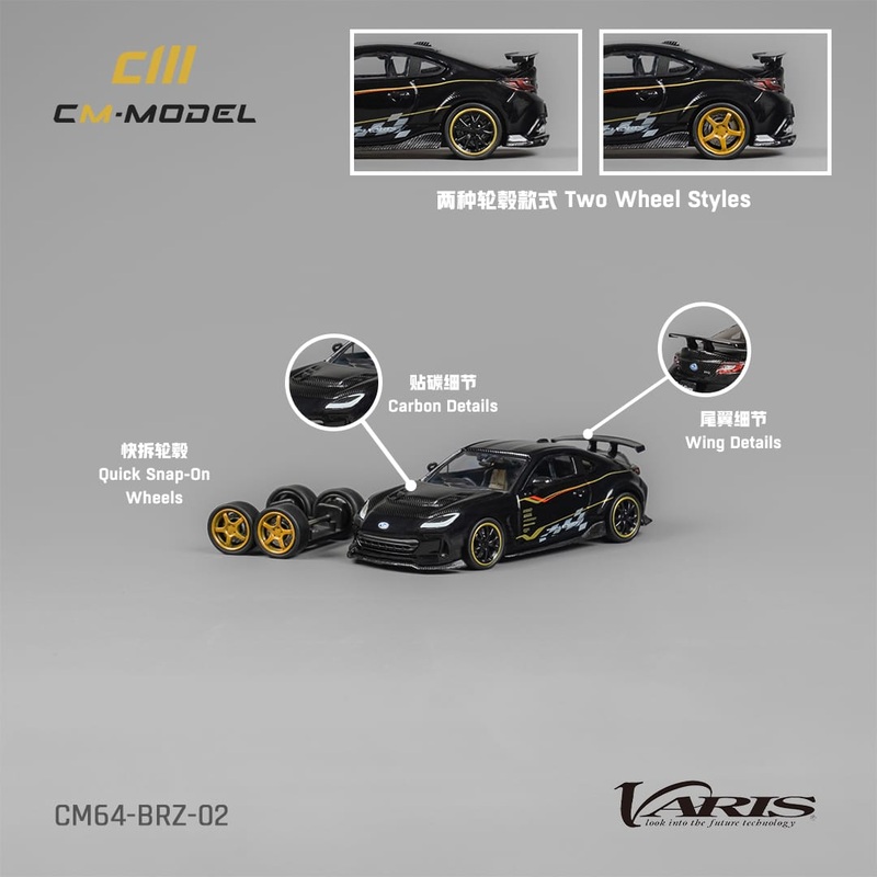 CM Model 1/64 Subaru Varis BRZ Mk2 ZD8 Arising-1 Modified -Black with Strips