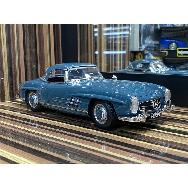 1/18 Diecast Mercedes-Benz 300SL Roadster Blue Norev Scale Model Car