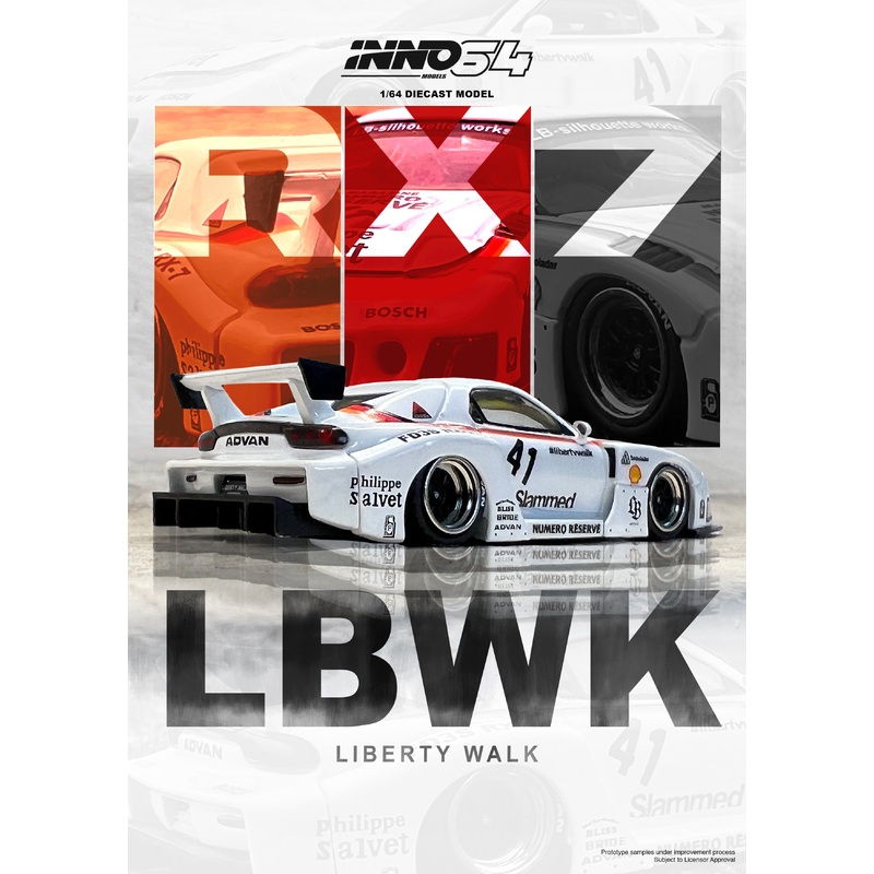 Inno64 1/64 MAZDA RX7 (FD3S) LB-SUPER SILHOUETTE - White Shell