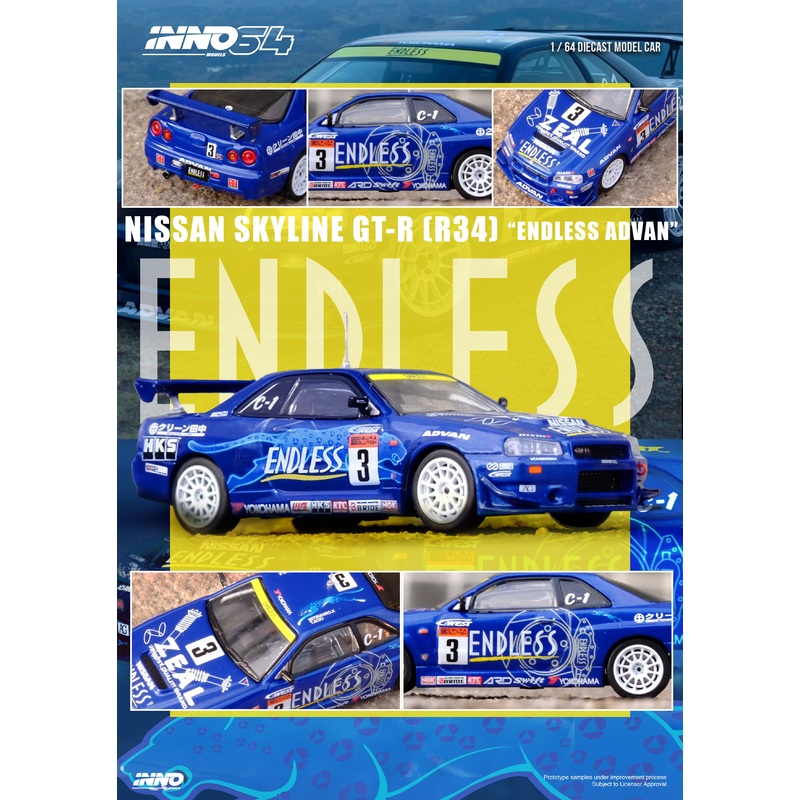 Inno64 1/64 NISSAN SKYLINE GT-R (R34) #3 ENDLESS ADVAN Super Taikyu Series 2002 Winner
