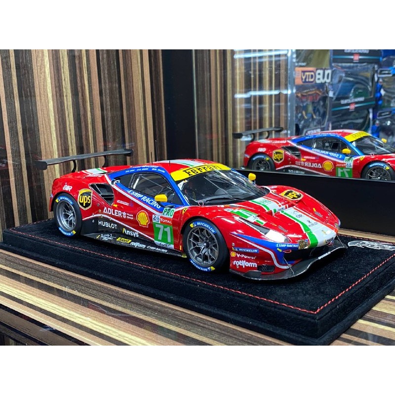 1/18 Diecast Ferrari 488 GTE Le Mans 2020 Red BBR Scale Model Car