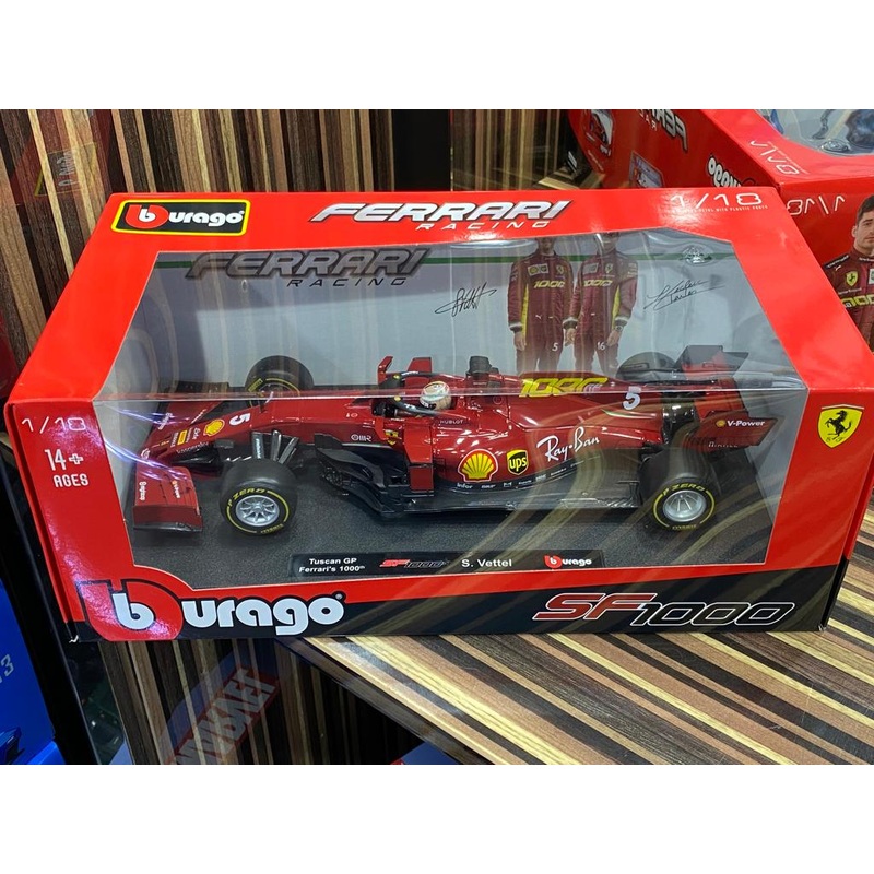 1/18 Diecast Ferrari SF1000 Tuscan GP Ferrari's 1000th S.Vettel #5 Formula 1 Bburago Scale Model Car