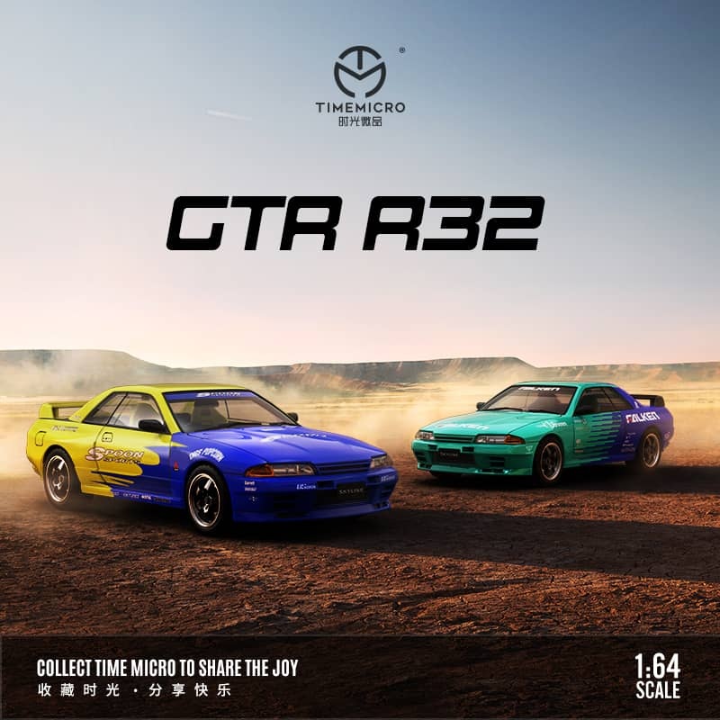 Time Micro 1/64 Skyline GT-R R32  Spoon / Falken (Open-Hood, Visible Engine)