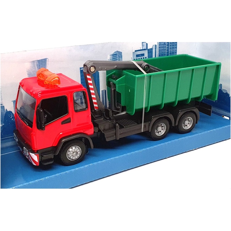 Burago 18-32264 - Hooklift & Crane Truck - Red/Green