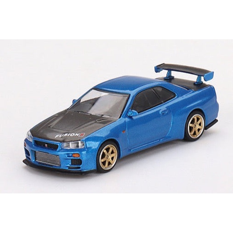 Mini GT 1/64 Nissan Skyline GT-R (R34) Top Secret Bayside  Blue ***in clamshell blisters***