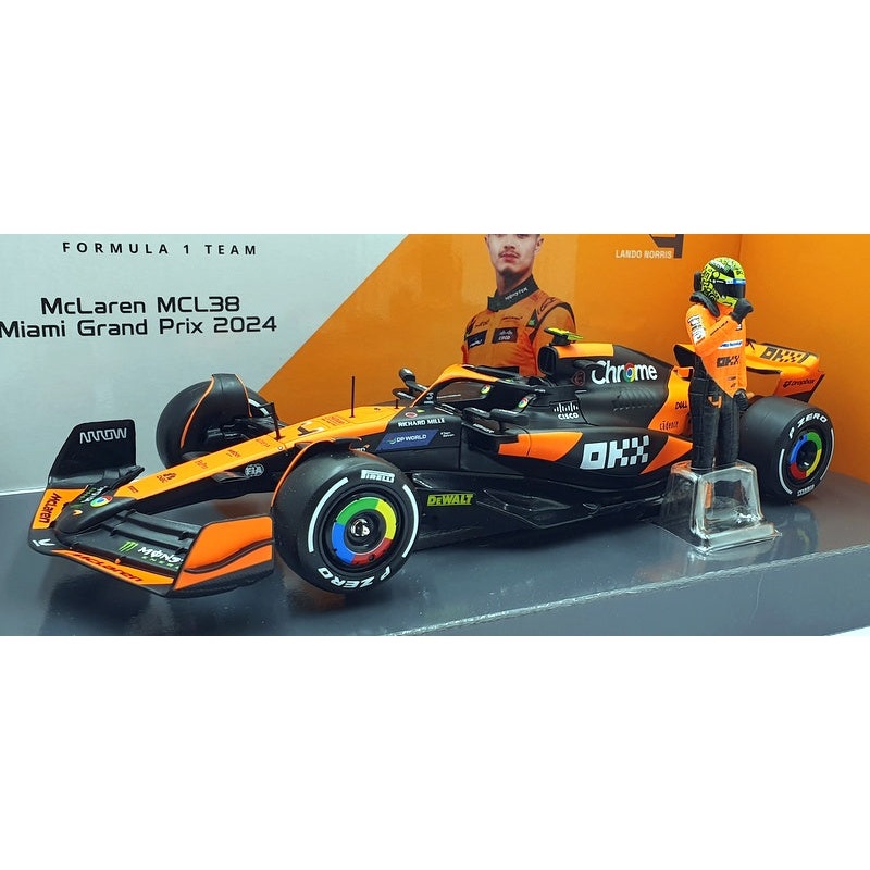 Burago 1/24 Scale Diecast 18-28040 - McLaren MCL38 #4 Miami GP 2024 - Norris