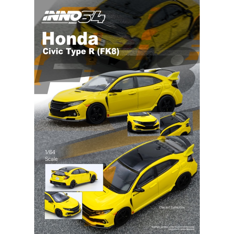 [ETA:  Dec 2025 ] Inno64 1/64 HONDA CIVIC TYPE-R (FK8) Yellow