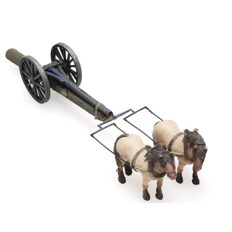 Logging trailer with two horses