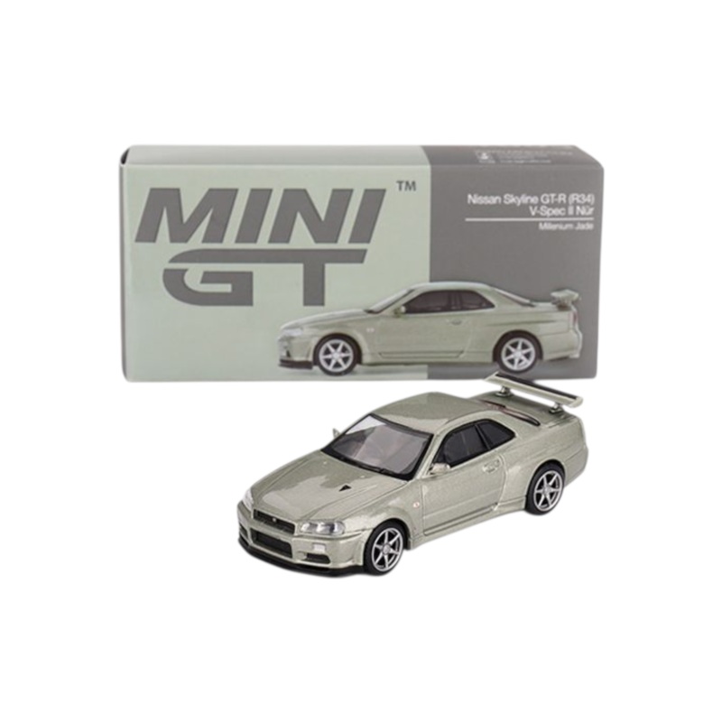 Mini GT Nissan Skyline GT-R R34 V-Spec II Nr (Millenium Jade) Code-1003 1:64 Scale