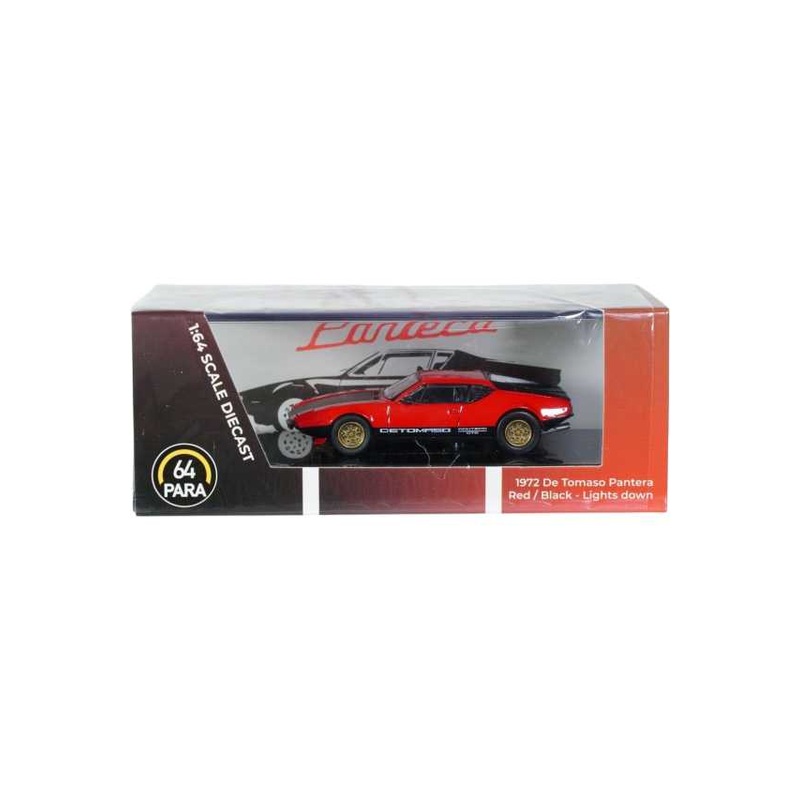 Para64 1972 DeTomaso Pantera Red/Black - Lights Down 1:64 Scale Diecast