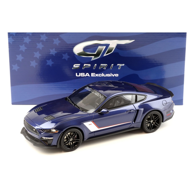 GT Spirit 2019 Ford Mustang Roush Stage 3 Blue with White Deco 1:18