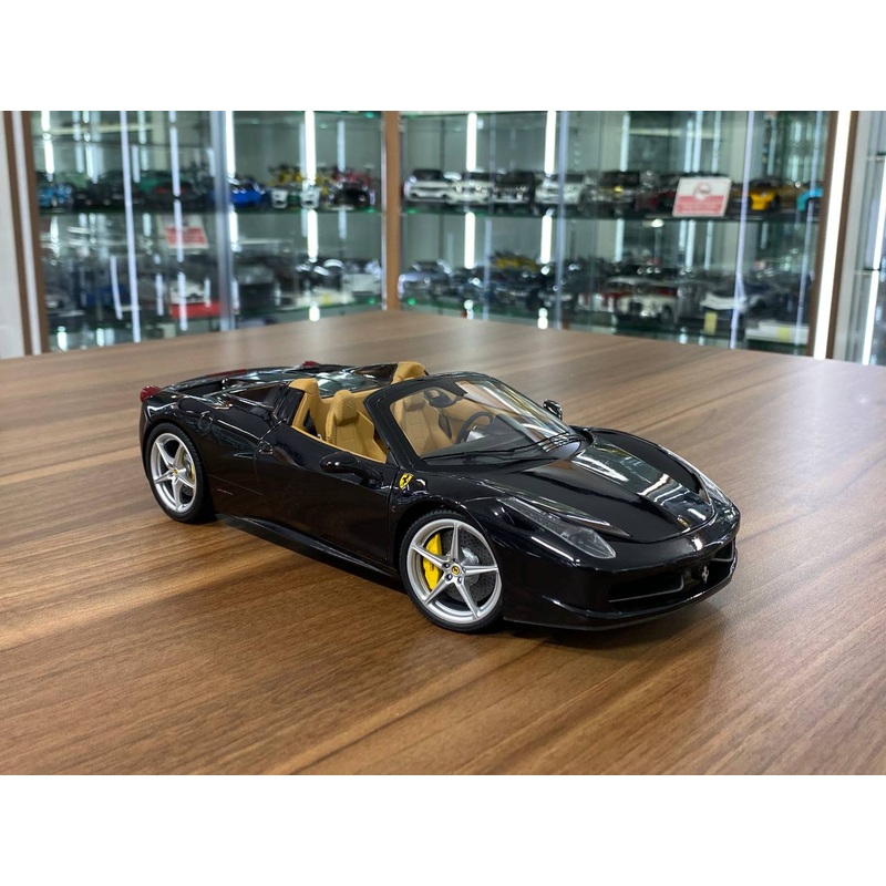 Hot Wheels Elite Ferrari 458 Spider -[ 1/18 Diecast, Black ]