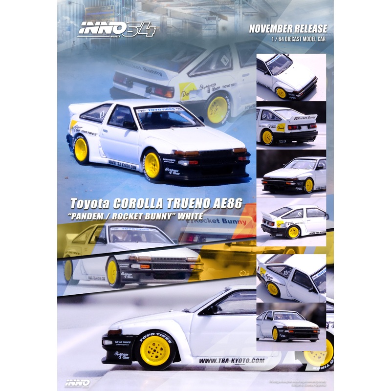 Inno64 1/64 TOYOTA COROLLA TRUENO AE86 PANDEM / ROCKET BUNNY White
