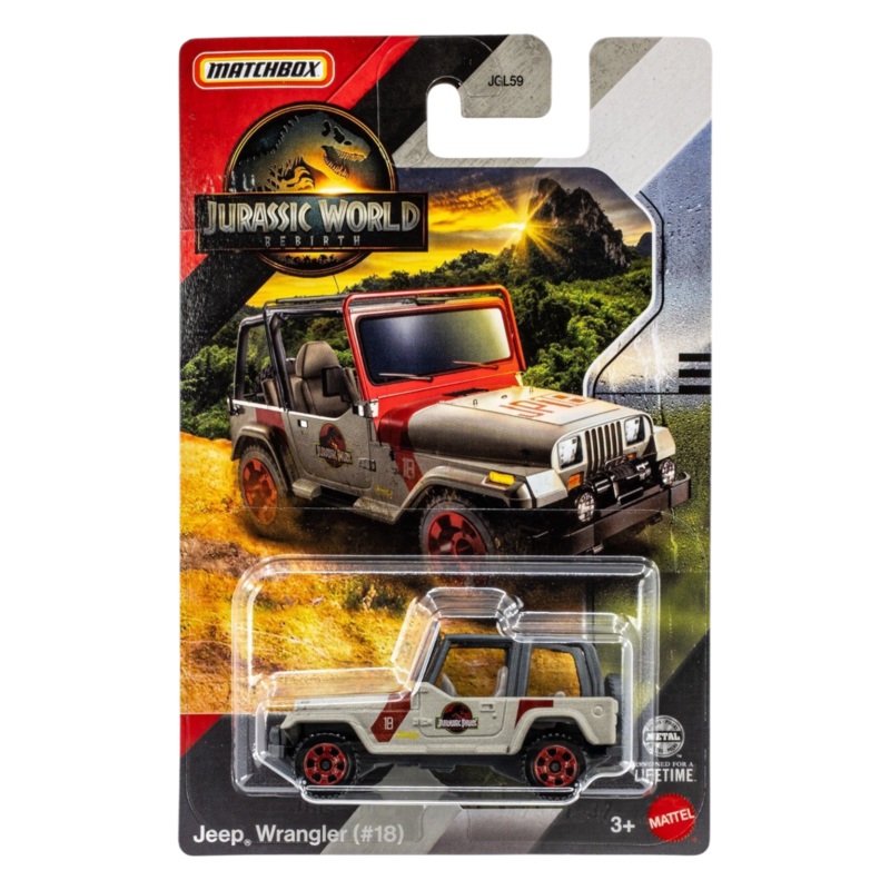 Matchbox Jurassic World Rebirth Jeep Wrangler (#18) Imported Mainline Card Art 1:64 Scale