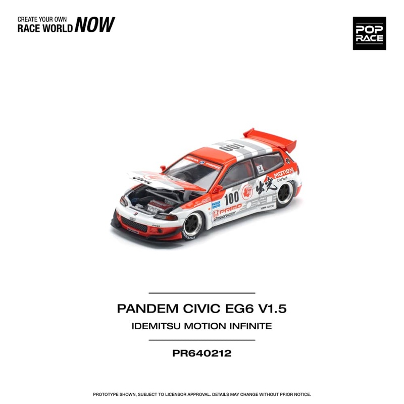 Pop Race 1/64 Pandem Civic EG6, Rocket Bunny Modified Idemitsu Motion 100#