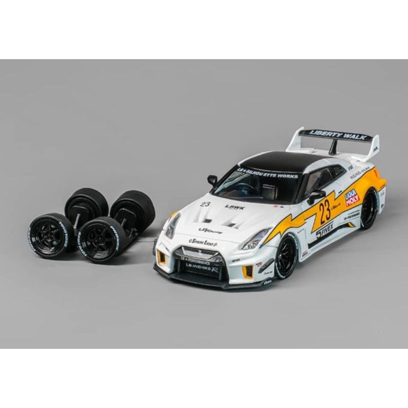 CM Model 1/64 Nissan LBWK GT-R R35, Super Silhouette 35GT-RR 3.0 White Flash 23#