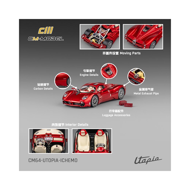 CM Model 1/64 Pagani Utopia Pearl Red