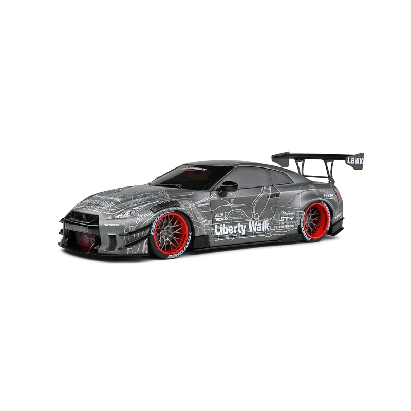 Solido 2020 Nissan GT-R (R35) W/ Liberty Walk Body Kit 2.0 Catalogue Design Grey 1:18