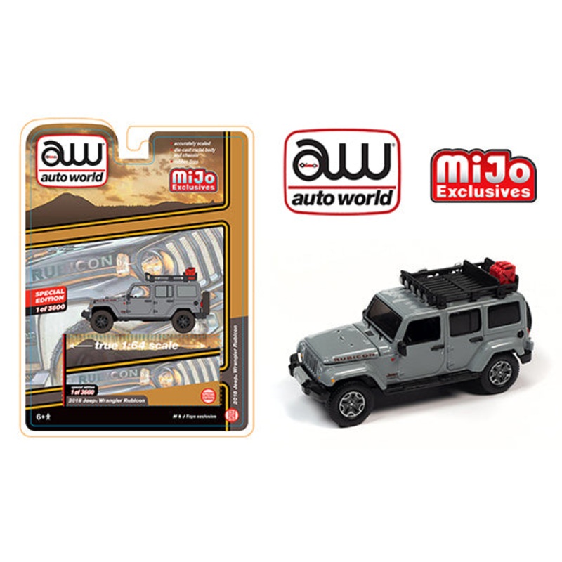 Auto World 1:64 MiJo Exclusive Jeep Wrangler Rubicon w/ roof rack Gre LTD 3600pcs
