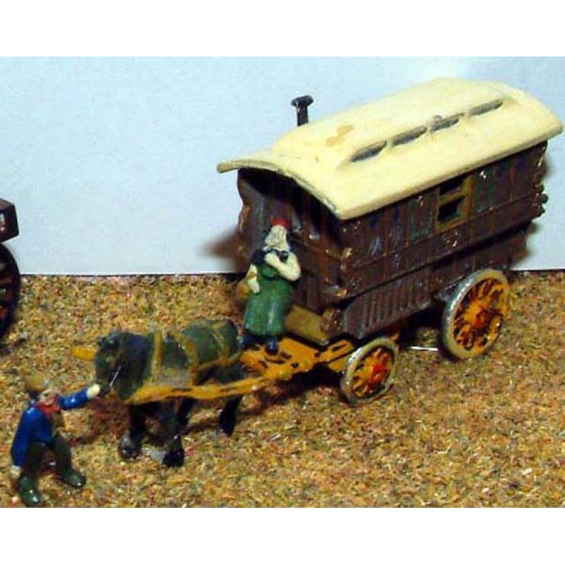 Gypsy caravan, horse & figures