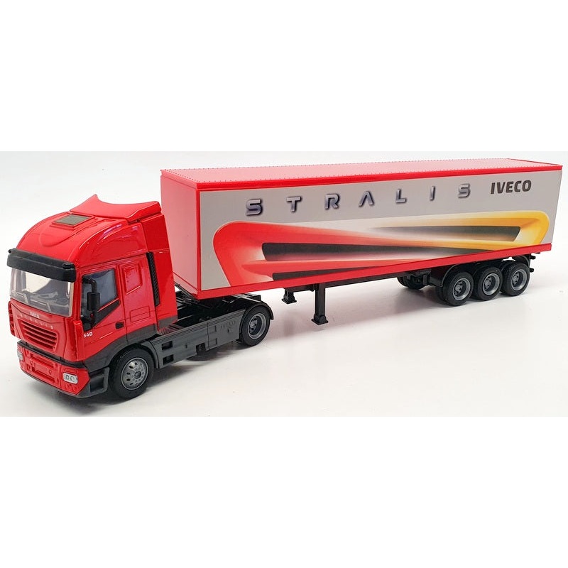 New Ray 1/43 Scale Model Truck 15613 - Iveco Stralis Container  - Red