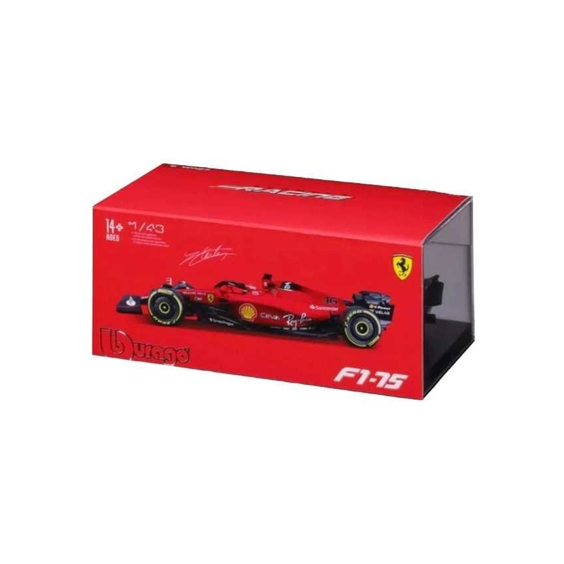 Bburago, 1/43 Scale Model Compatible With Ferrari Replica Miniature Model Compatible With Scuderia Replica Miniature F1-75 # 16 Compatible With Charles Leclerc Replica Miniature Model 2022 Racing