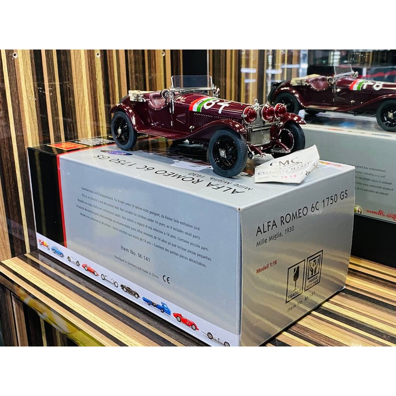 CMC Alfa Romeo 6C 1750 GS Mille Miglia 1930 Model [1/18 Diecast Maroon]