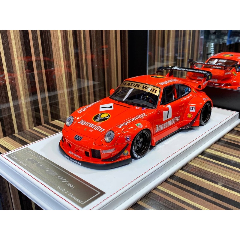 Davis & Giovanni Porsche RWB 911 (993) - 1/18 Resin - Orange, Jagermeister Decal