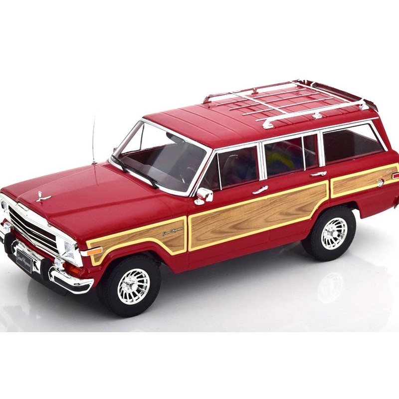 KK Scale 1989 Jeep Wagoneer Burgundy Red w/ Wood Grain 1:18