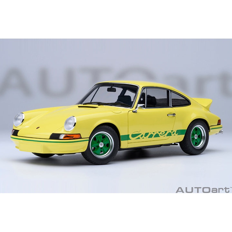 AUTOart Porsche 911 Carrera 2.7 RS Light Yellow w/ Green Deco and Wheels 1:18