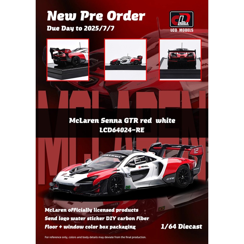 [ETA:  Feb 2026 ] LCD 1/64 McLaren Senna GTR White-Red #12