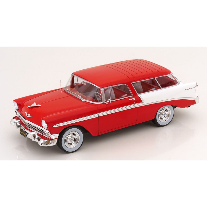 KK Scale 1956 Chevrolet Bel Air Nomad Custom Red and White 1:18