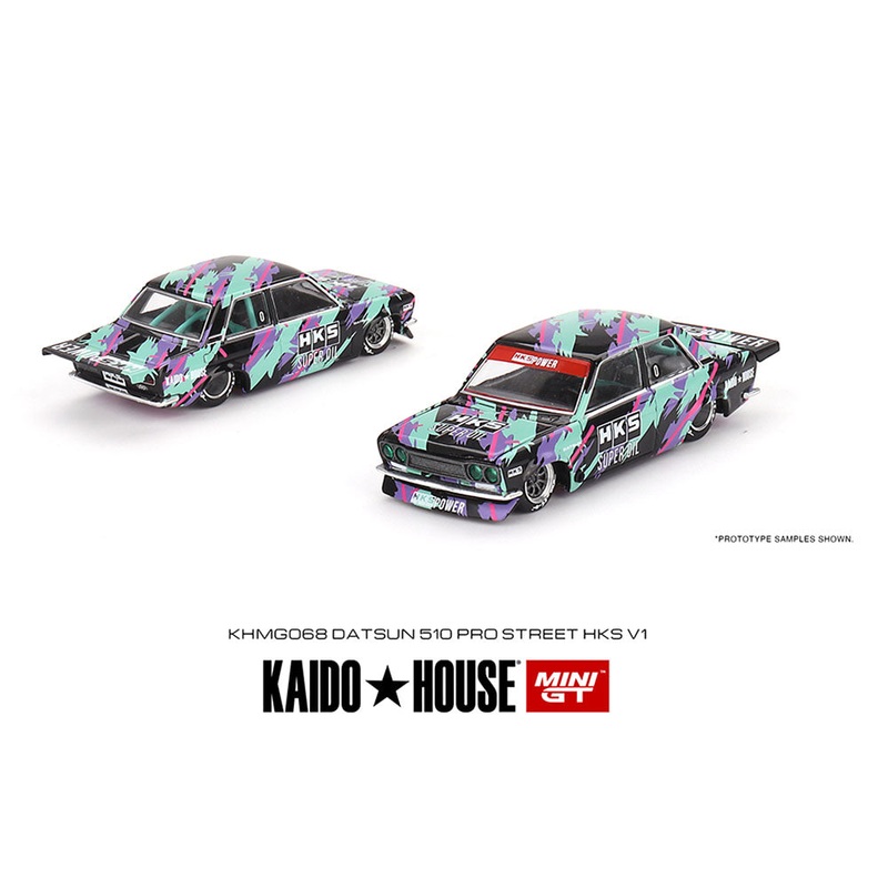 Mini GT x KaidoHouse 1/64 Datsun 510 Pro Street HKS V1  Black Green  Limited Edition