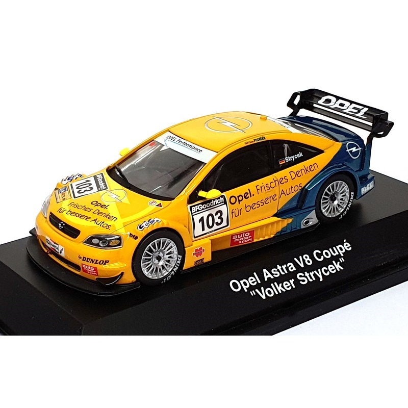 Schuco 1/43 Scale 04880 - Opel Astra V8 Coupe #103 Strycek - Yellow/Blue