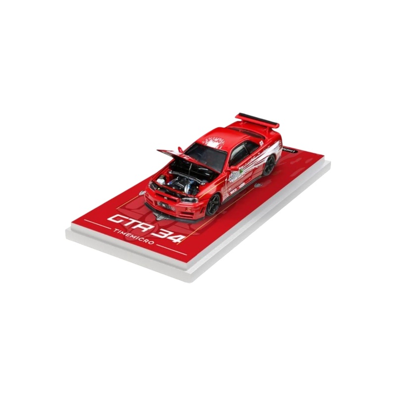 Time Micro Nissan GTR R34 1:64 Scale (With Acrylic Case, Openable Hood)