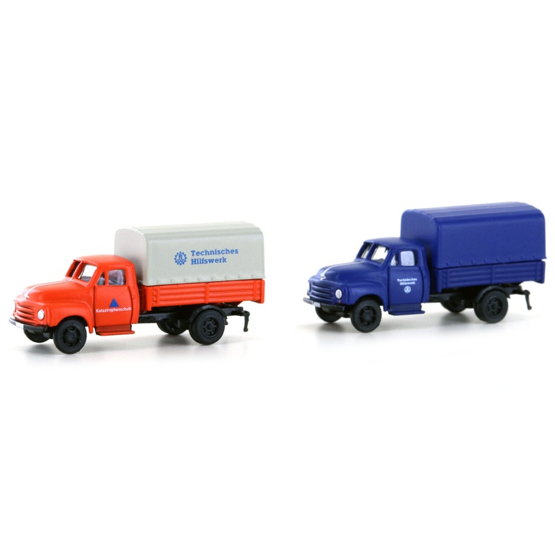Truck set Opel Blitz flatbed/tarpaulin THW + disaster protection 2-piece
