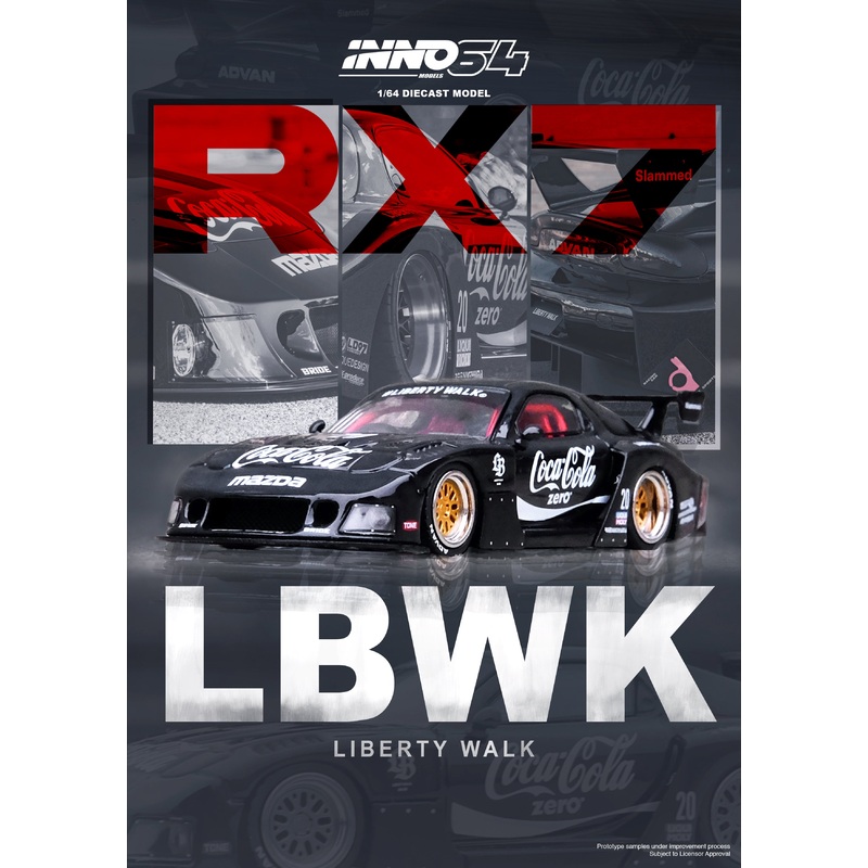Inno64 1/64 MAZDA RX7 (FD3S) LB-SUPER SILHOUETTE - Black Coke